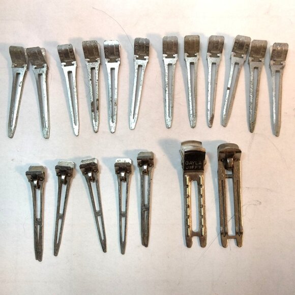 Vintage Metal Hair Clips Duckbill Prong Tip Top Gayla Jiffy Lady Ellen Lot 20 - Picture 2 of 16